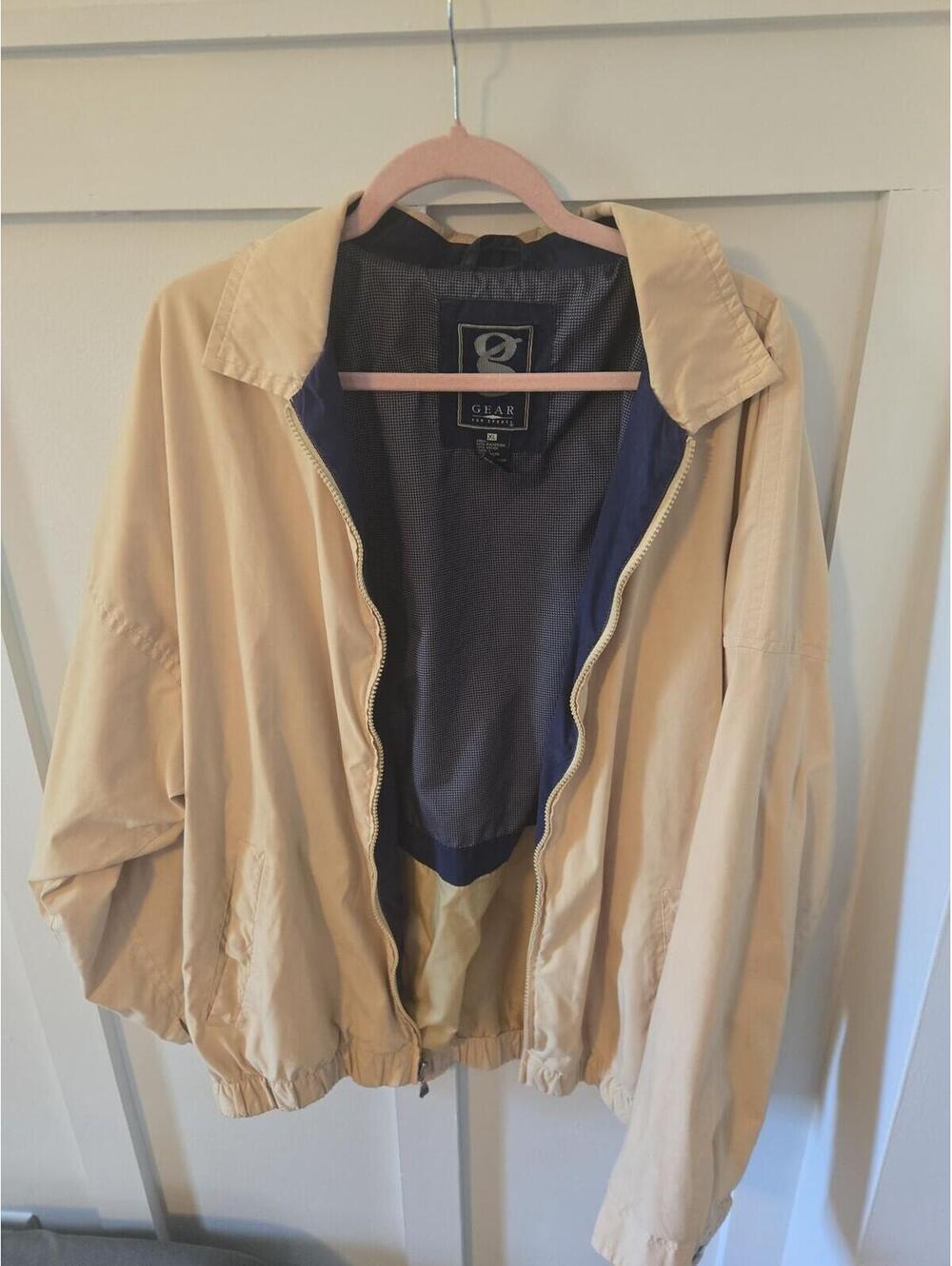 Vintage Gear For Sports Men's XL Windbreaker Jacket Khaki Navy